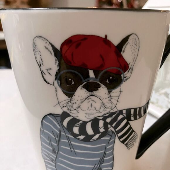 French Bulldog Mug with Red Beret - Picture 2 of 9